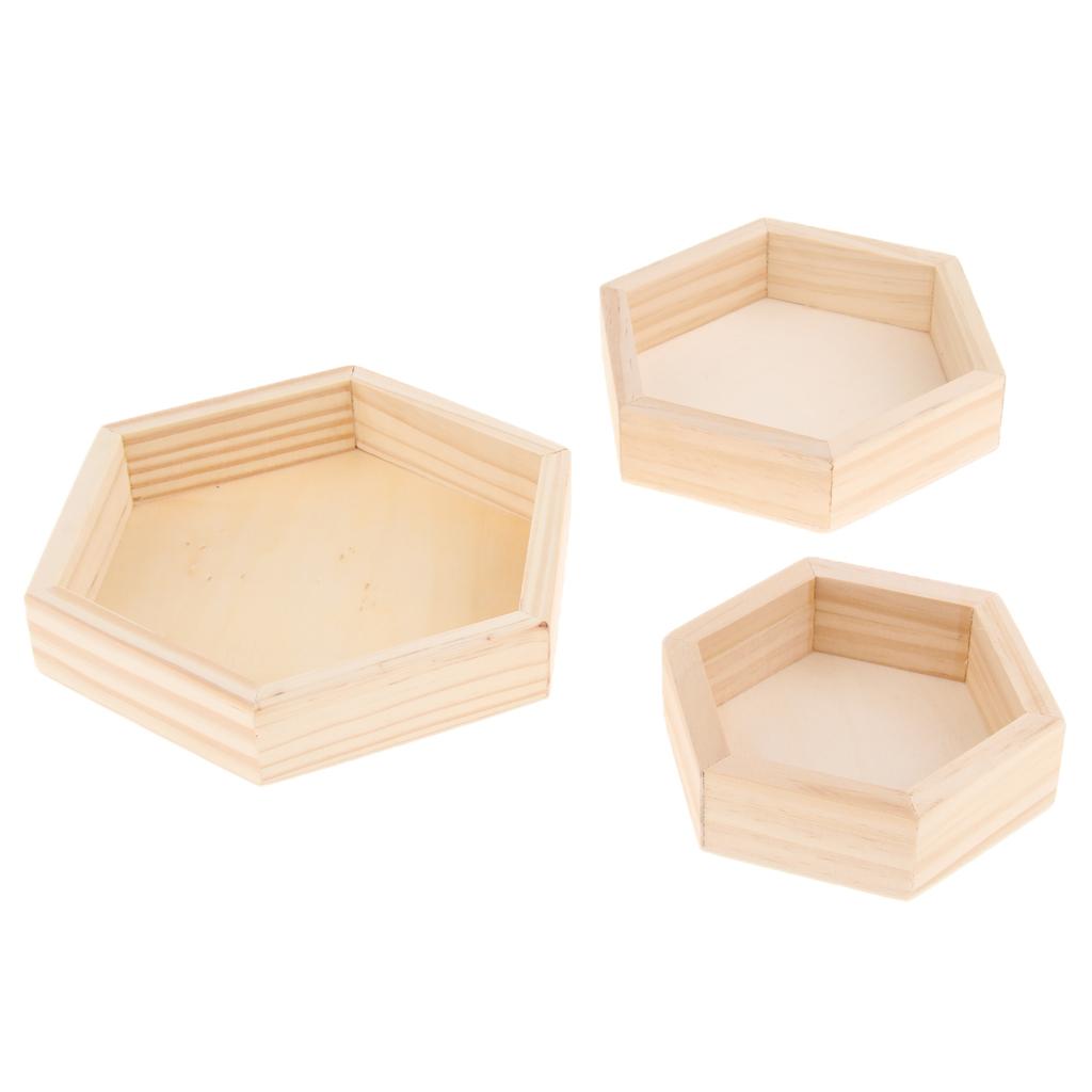 Wooden Hexagon Necklace Jewelry Display Tray Case, Jewelry Storage Box S