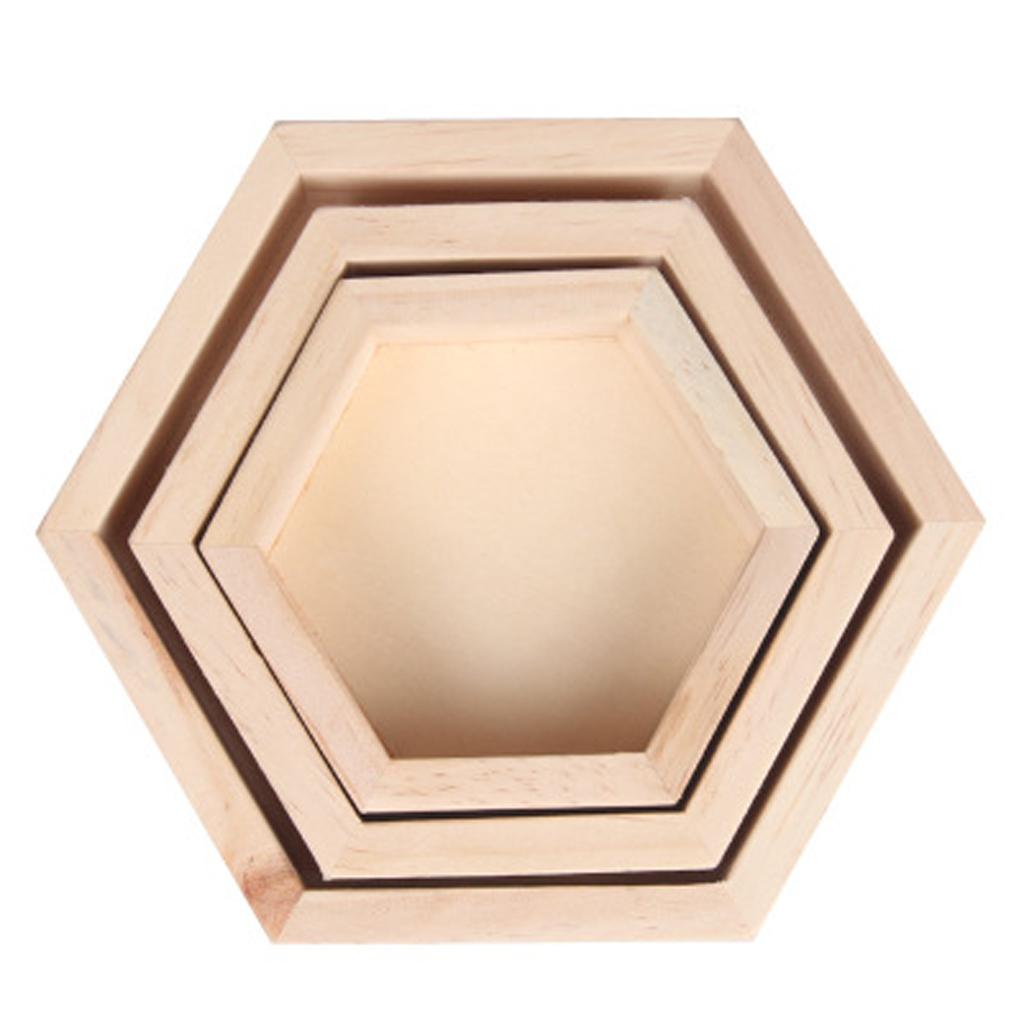 Wooden Hexagon Necklace Jewelry Display Tray Case, Jewelry Storage Box S