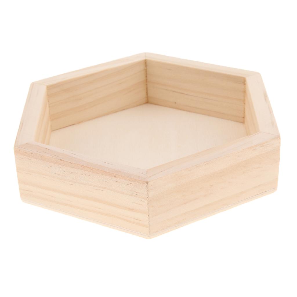 Wooden Hexagon Necklace Jewelry Display Tray Case, Jewelry Storage Box M