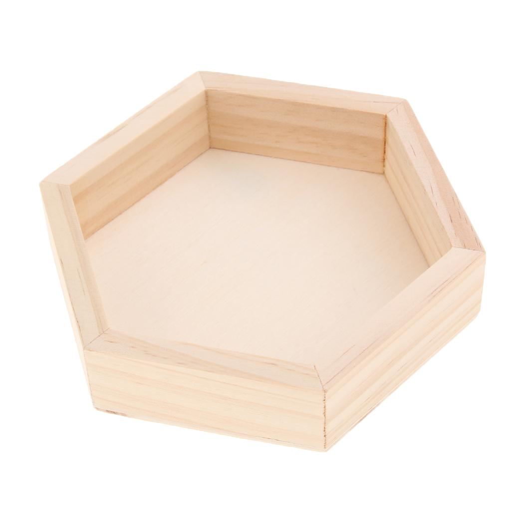 Wooden Hexagon Necklace Jewelry Display Tray Case, Jewelry Storage Box M