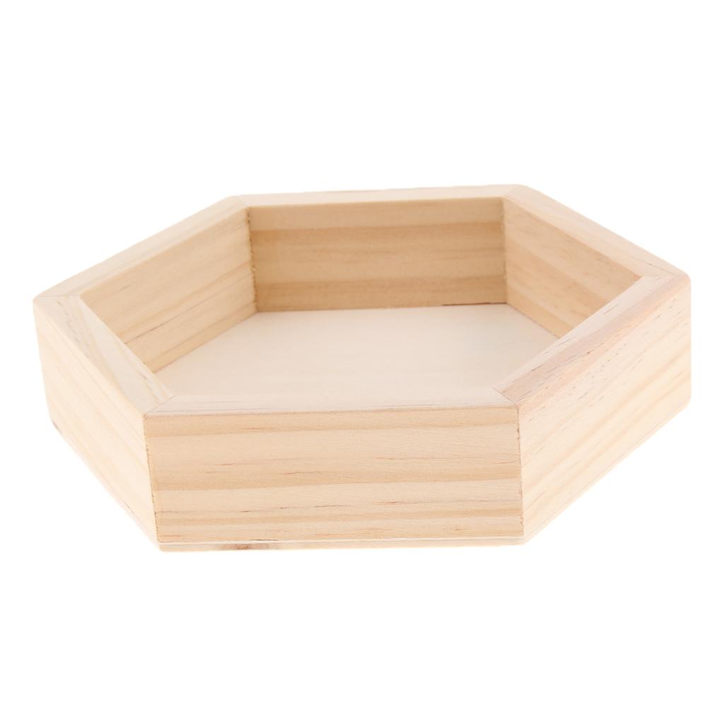 Wooden Hexagon Necklace Jewelry Display Tray Case, Jewelry Storage Box M