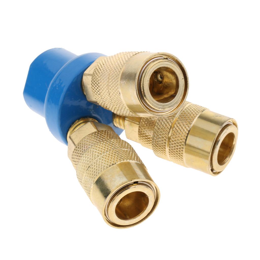 Brass 3-Way Air Hose Manifold Quick Coupler Connector Fitting Splitter 1/4