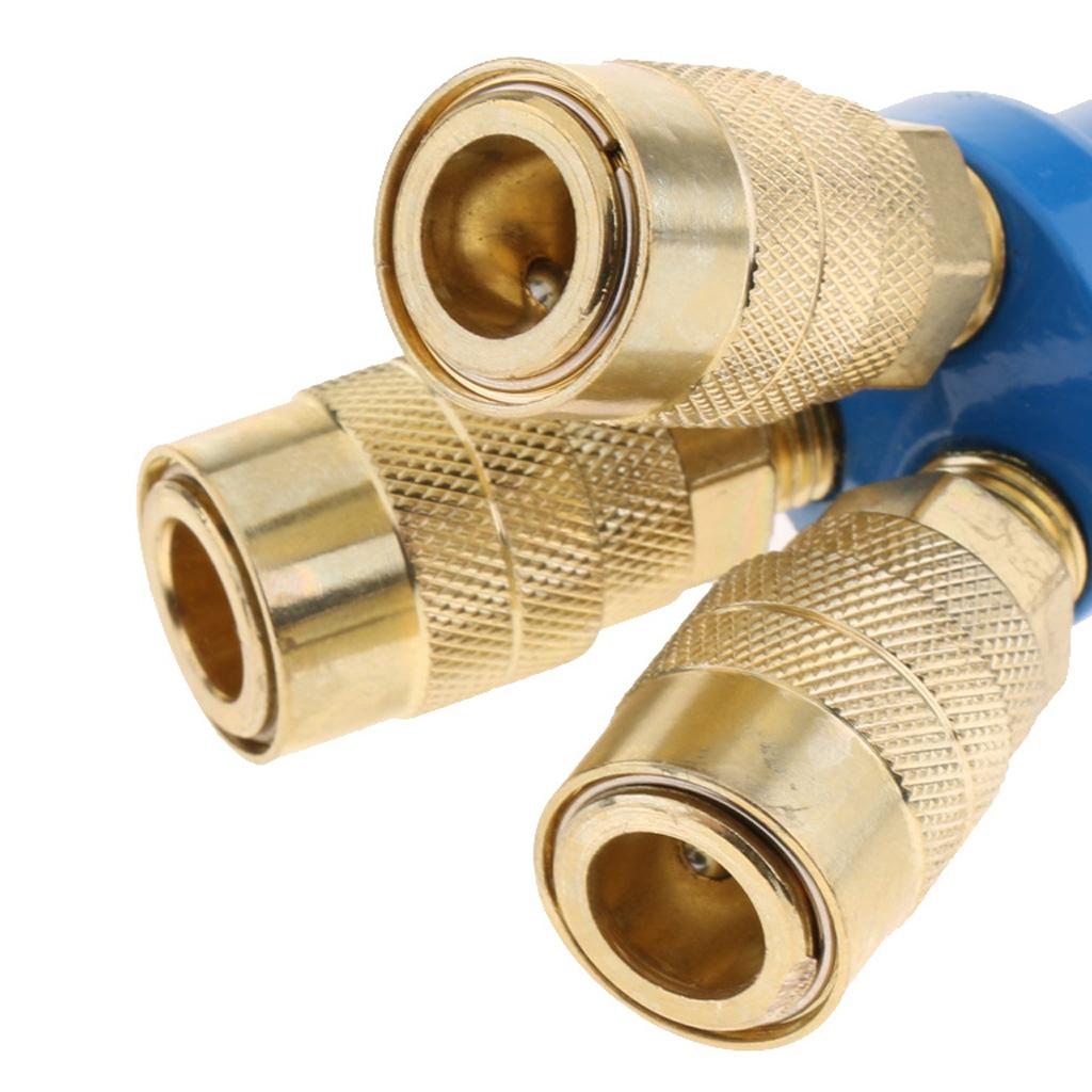 Brass 3-Way Air Hose Manifold Quick Coupler Connector Fitting Splitter 1/4