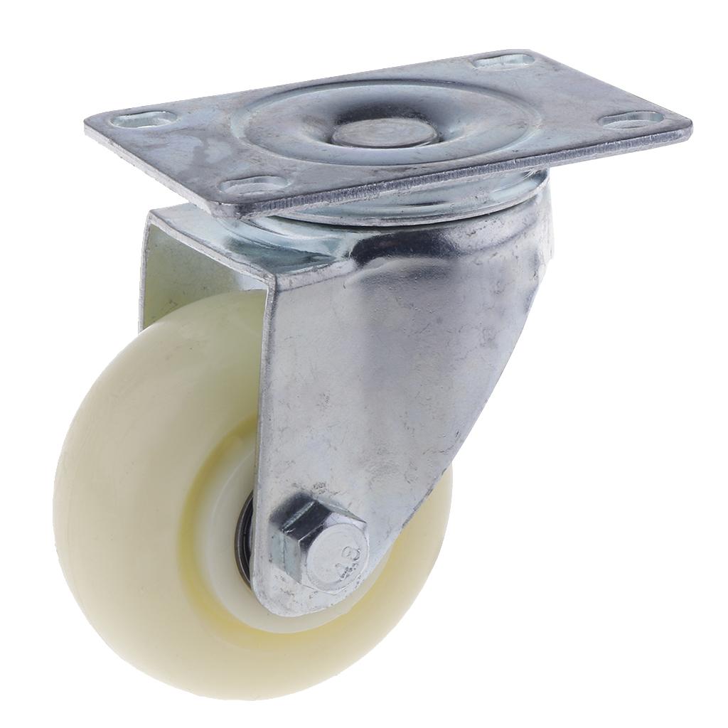 3'' White PP Swivel Plate Caster Wheels 90kg 200lbs Trolley Cart no Brake
