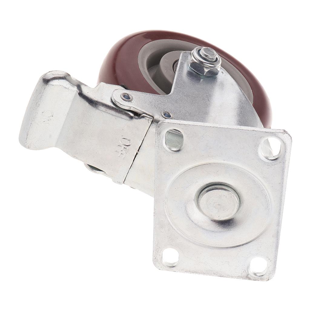 4 inch Swivel Caster Rubber Wheel Top Plate Bearing Heavy Duty With Brake