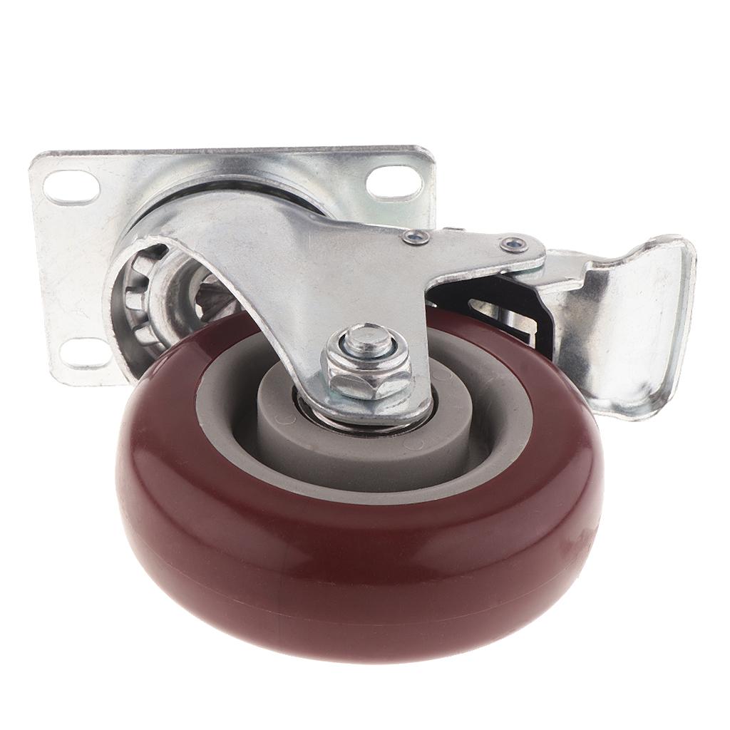 4 inch Swivel Caster Rubber Wheel Top Plate Bearing Heavy Duty With Brake