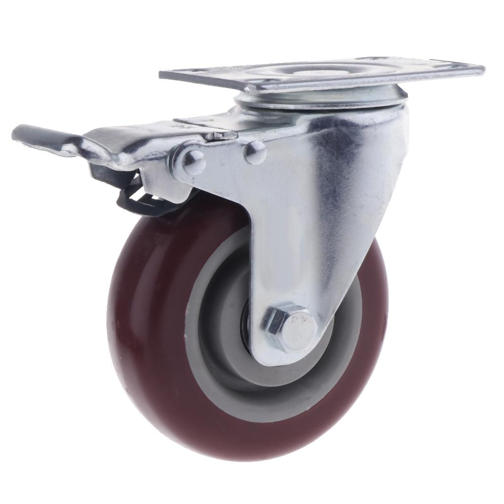 4 inch Swivel Caster Rubber Wheel Top Plate Bearing Heavy Duty With Brake