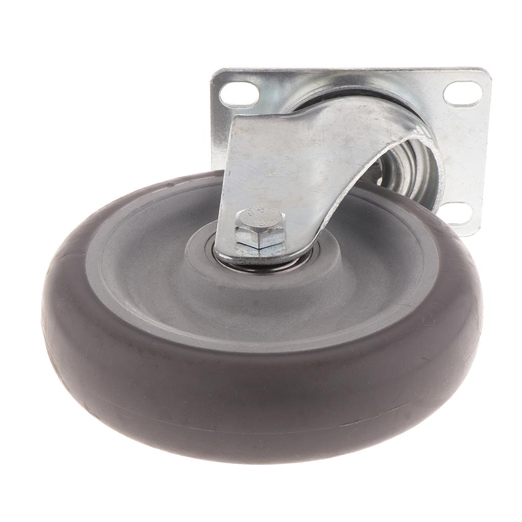 5-Inch Swivel Caster Wheel Rubber Base Top Plate Bearing Trolley Caster