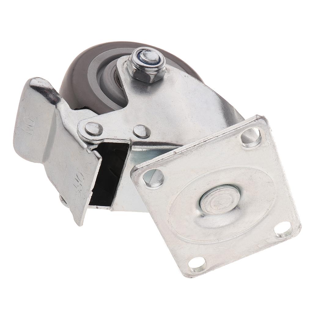 3'' Grey Swivel Plate Caster Wheels 90kg 200lbs Trolley Cart with Brake