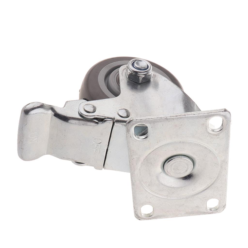 3'' Grey Swivel Plate Caster Wheels 90kg 200lbs Trolley Cart with Brake