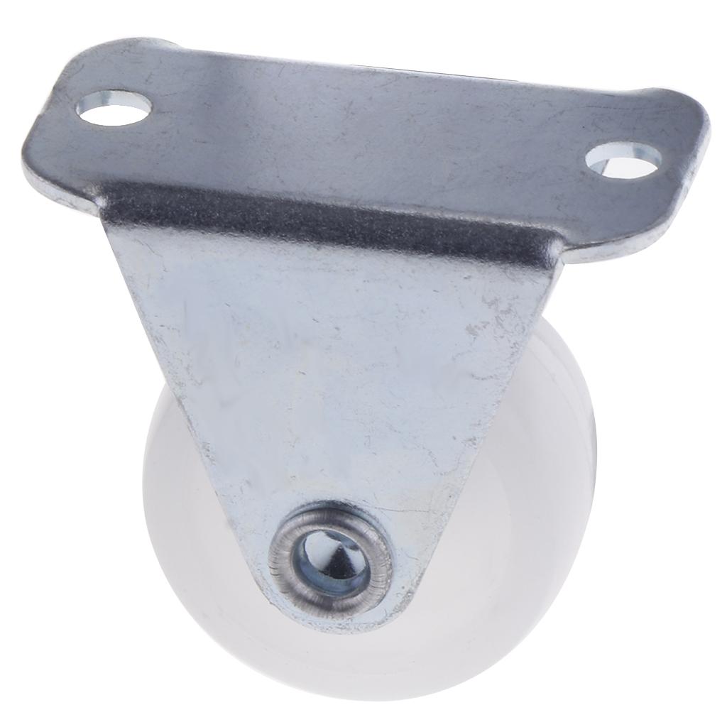 1'' White PP Fixed Plate Caster Wheel 10kg 22lbs Cabinet Drawer Trolley Cart
