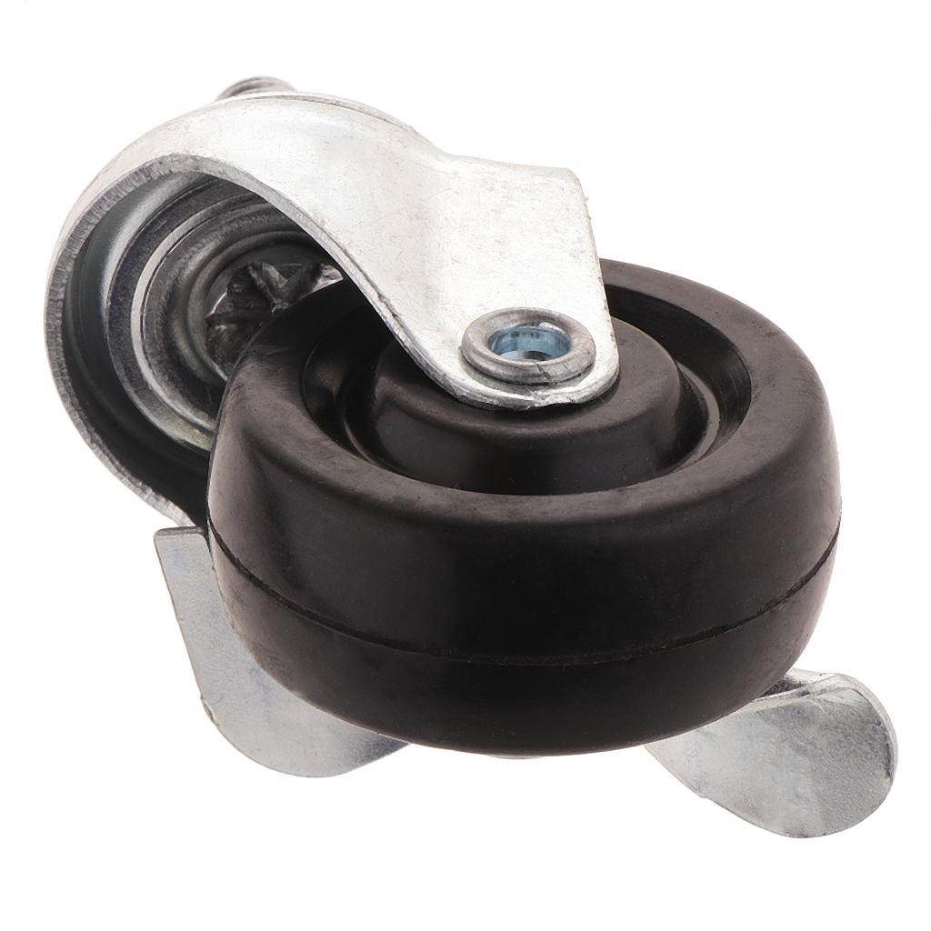 1.5'' Rubber Swivel Plate Caster Wheel M8 Universal Replacement w/ Brake