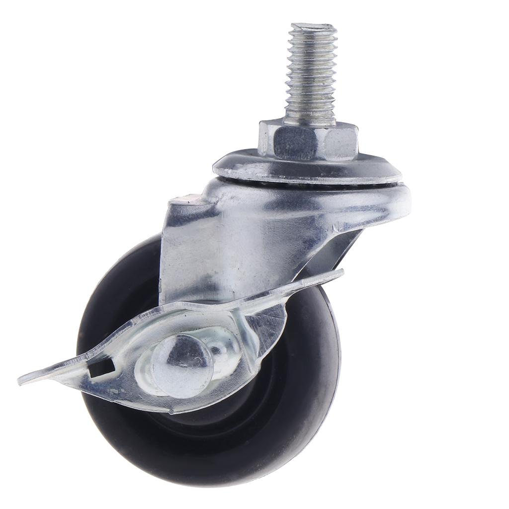 1.5'' Rubber Swivel Plate Caster Wheel M8 Universal Replacement w/ Brake