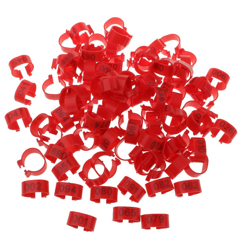 100 Pieces Racing Pigeon Leg Ring Band Tag with  Number