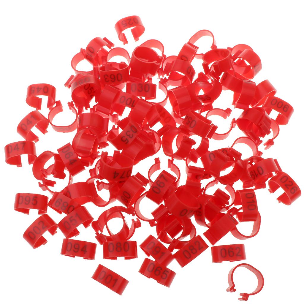 100 Pieces Racing Pigeon Leg Ring Band Tag with  Number