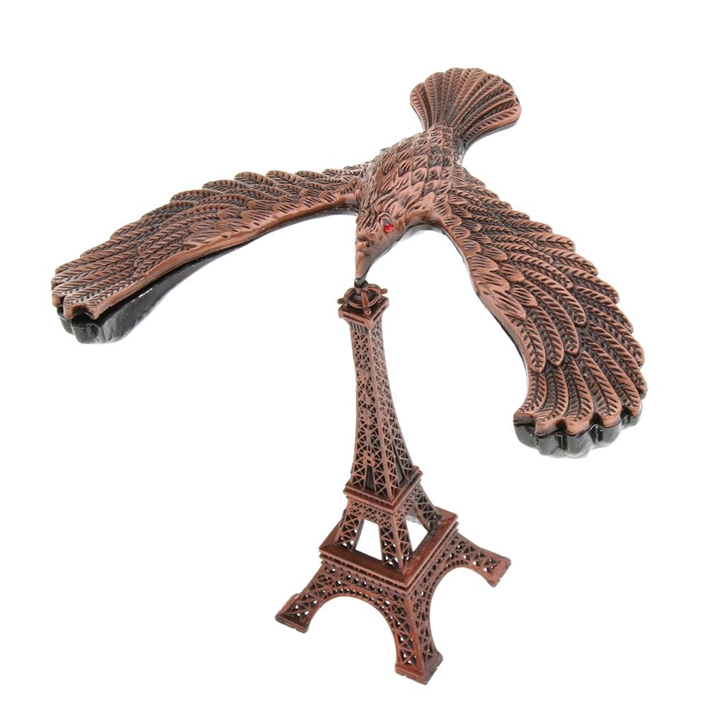 Eiffel Tower with A Balance Eagle Bird Tabletop Decor Creative Gift  Bronze