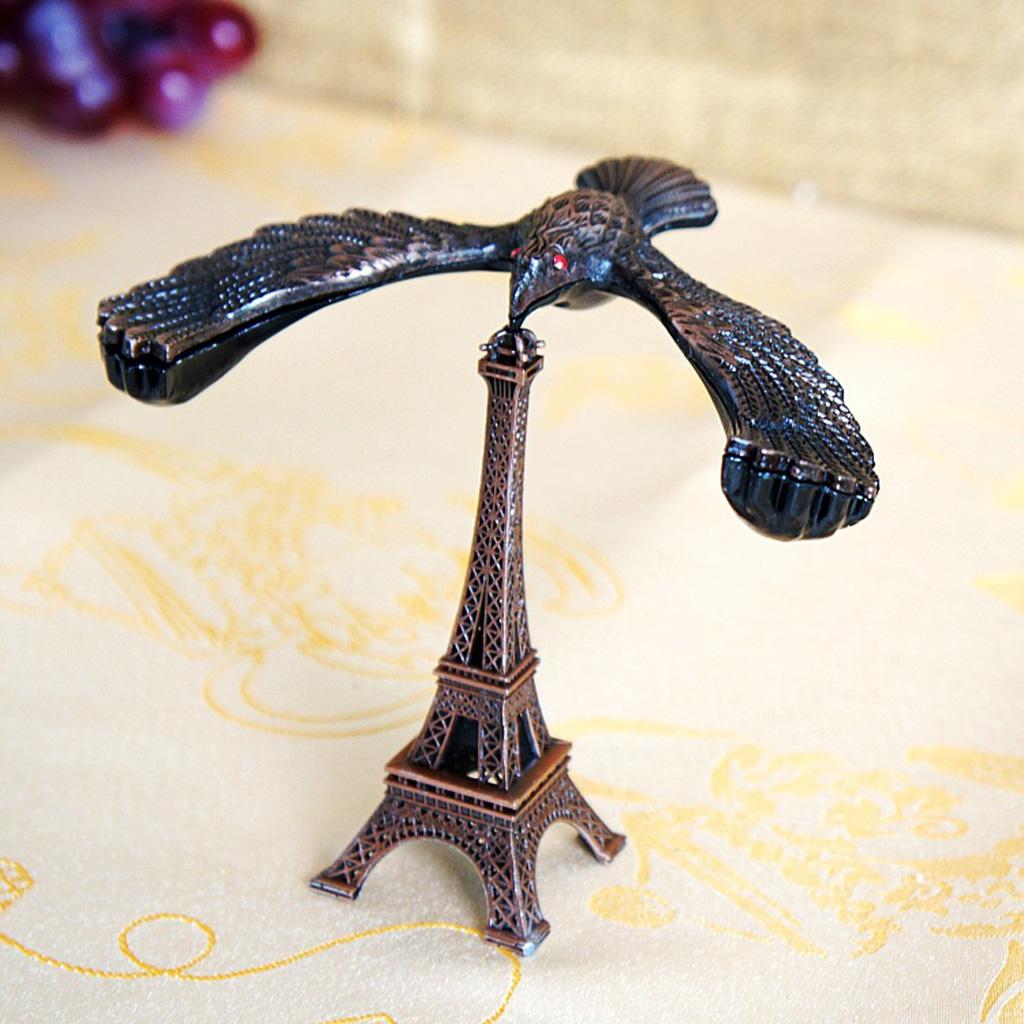 Eiffel Tower with A Balance Eagle Bird Tabletop Decor Creative Gift  Bronze