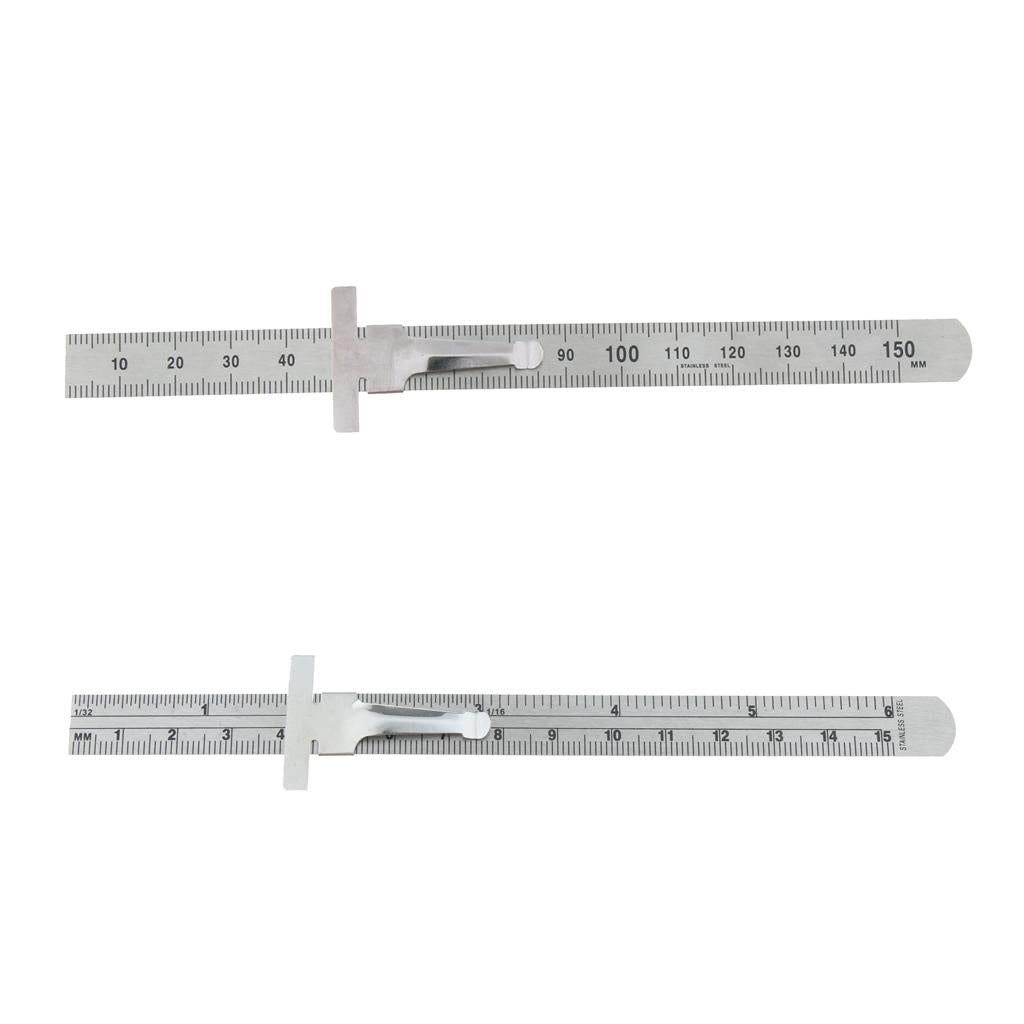 Depth Gauge Multi-function Gage Inch/Metric with Clip Inspection Ruler 6inch