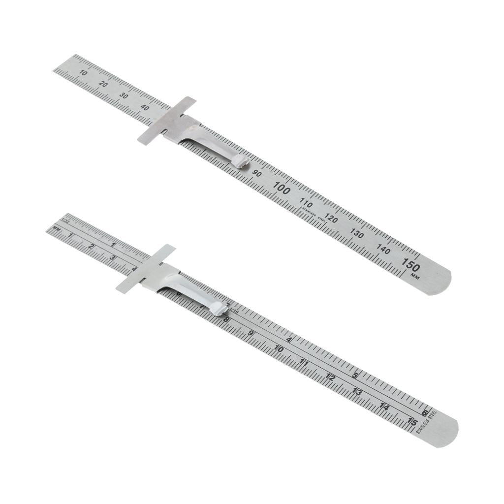 Depth Gauge Multi-function Gage Inch/Metric with Clip Inspection Ruler 6inch