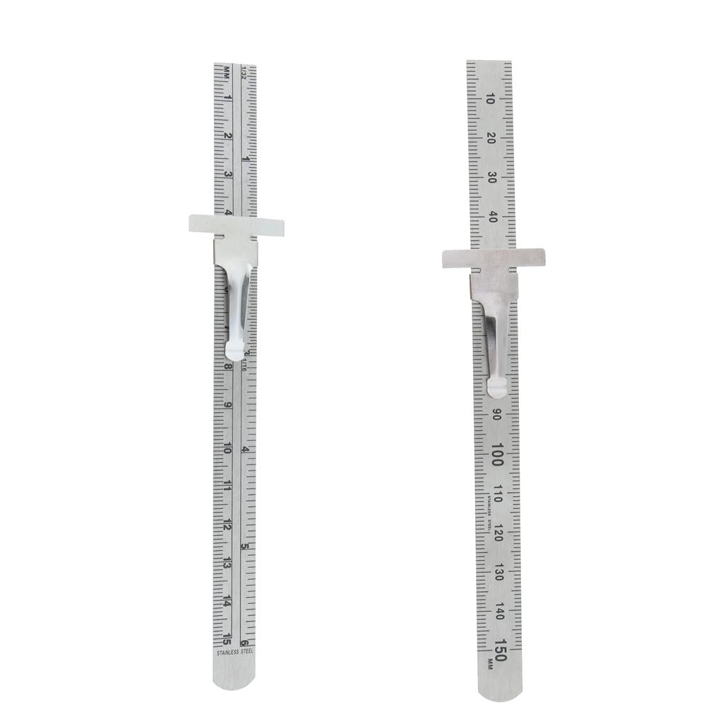 Depth Gauge Multi-function Gage Inch/Metric with Clip Inspection Ruler 6inch