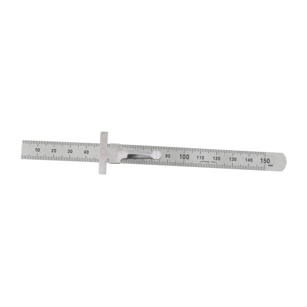 Depth Gauge Multi-function Gage Inch/Metric with Clip Inspection Ruler 15cm