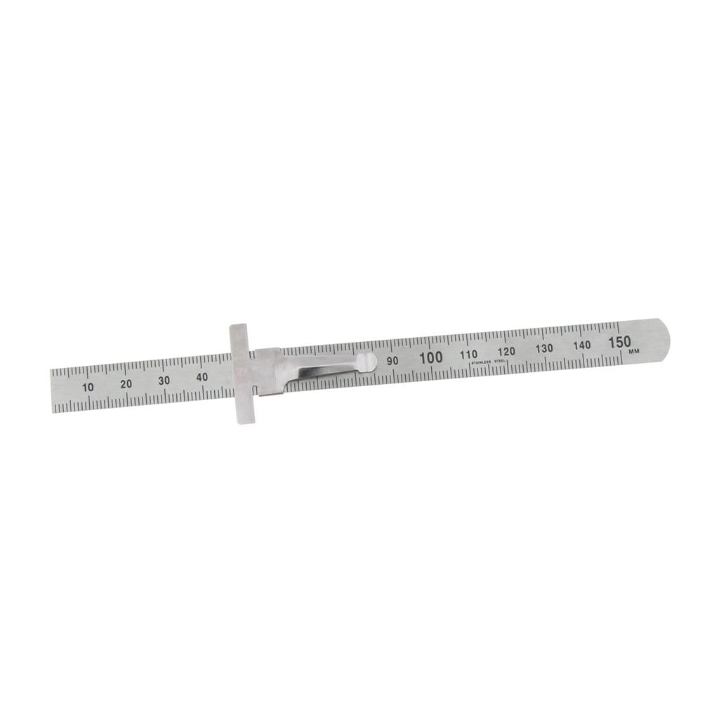 Depth Gauge Multi-function Gage Inch/Metric with Clip Inspection Ruler 15cm