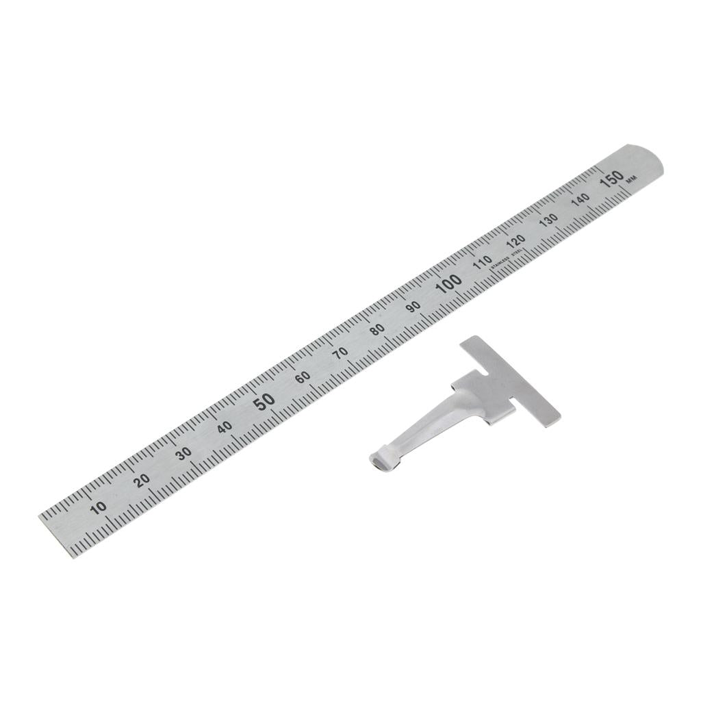 Depth Gauge Multi-function Gage Inch/Metric with Clip Inspection Ruler 15cm