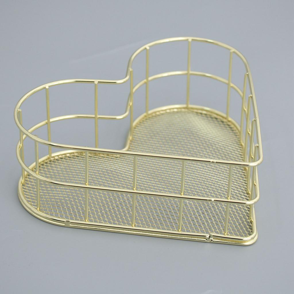 Metal Iron Storage Basket Bathroom Holder Rack Kitchen Shelf Organizer Gold