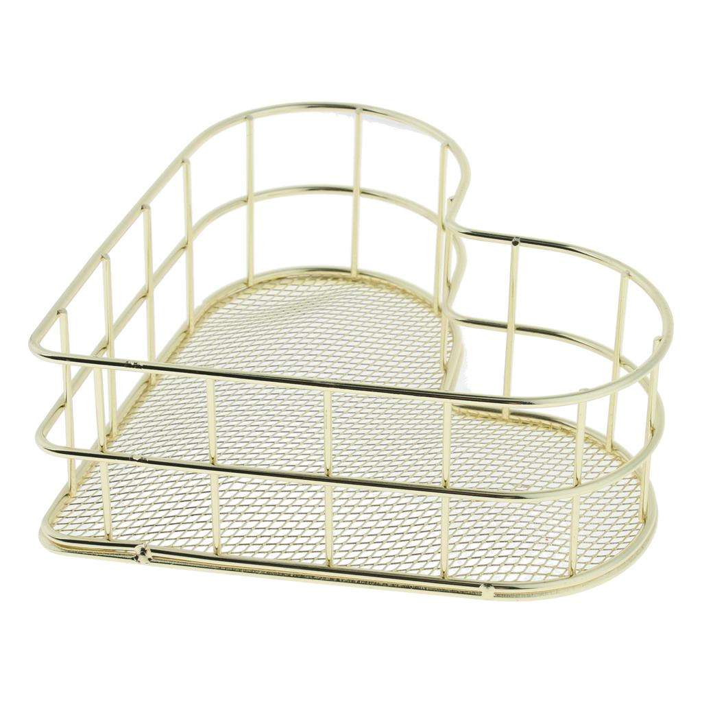 Metal Iron Storage Basket Bathroom Holder Rack Kitchen Shelf Organizer Gold