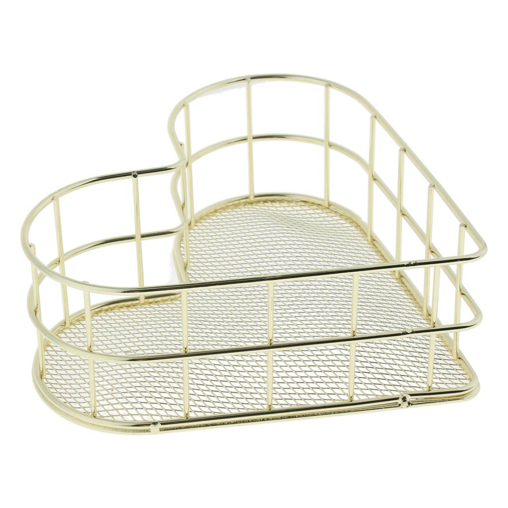 Metal Iron Storage Basket Bathroom Holder Rack Kitchen Shelf Organizer Gold