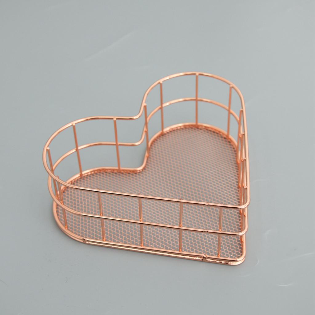 Metal Iron Storage Basket Bathroom Holder Rack Kitchen Shelf Organizer Rose Gold