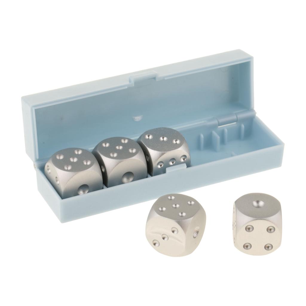 5Pcs/Set Precision Aluminum Alloy Cube Dice Metal Dice Set Table Games Blue