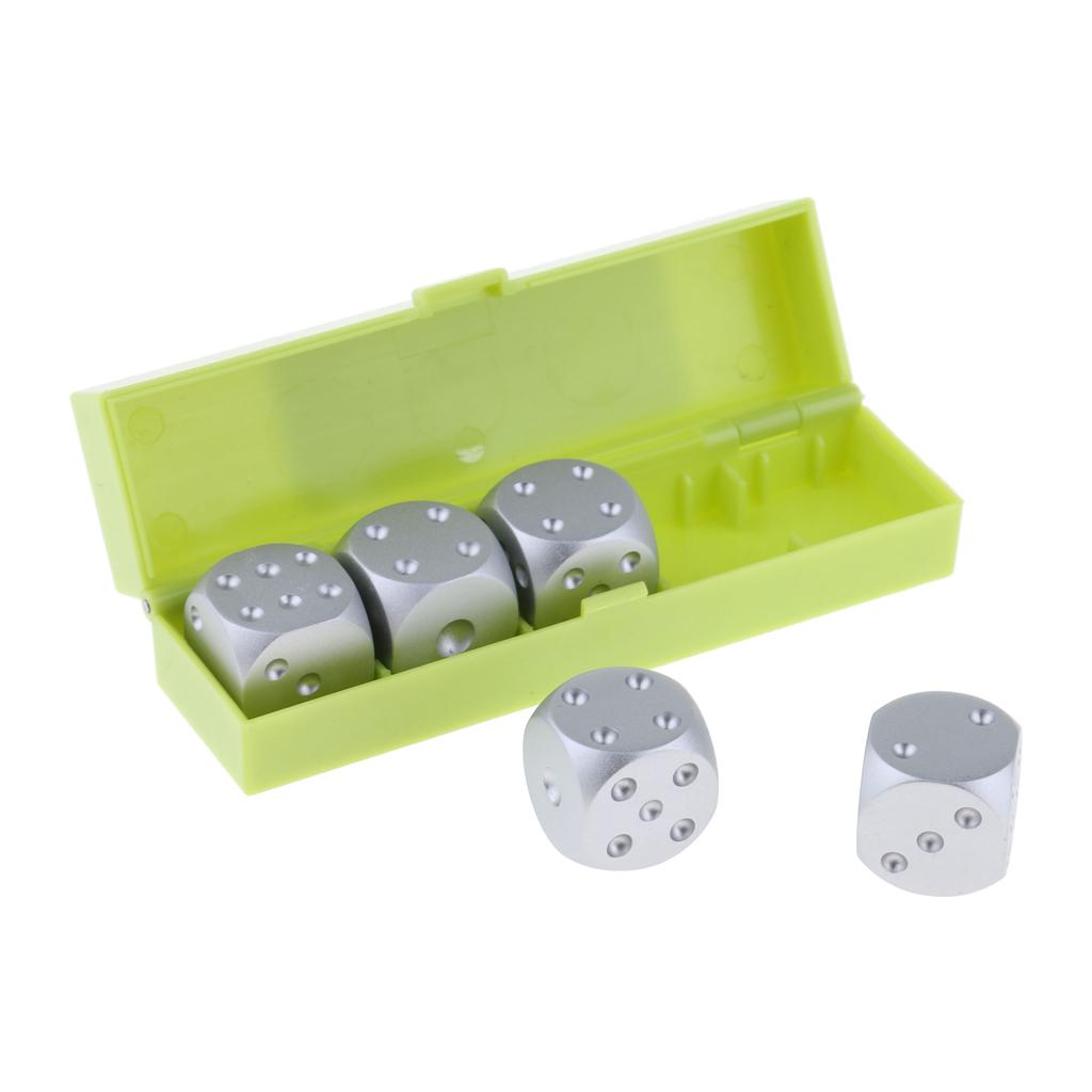 5Pcs/Set Precision Aluminum Alloy Cube Dice Metal Dice Set Table Games Green