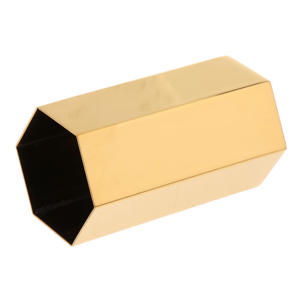 Gold Hexagonal Pen Pot, Featuring a polygon-shaped metal pencil holder with modern style, simple metal plated