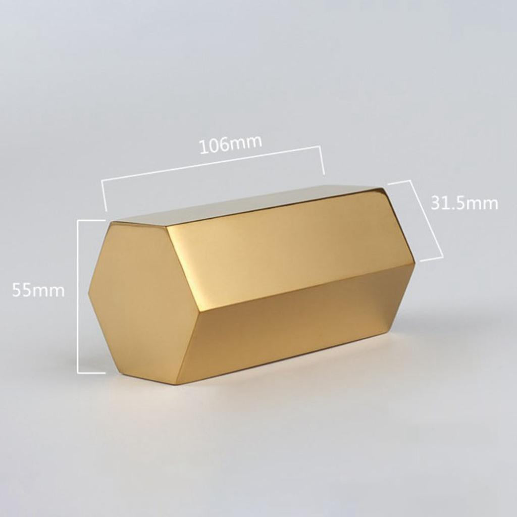 Gold Hexagonal Pen Pot, Featuring a polygon-shaped metal pencil holder with modern style, simple metal plated