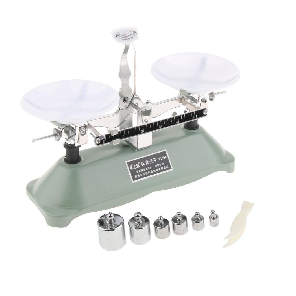 200 Gram Table Balance Scale with 6 Weights Physics Science Toy Lab Supplies