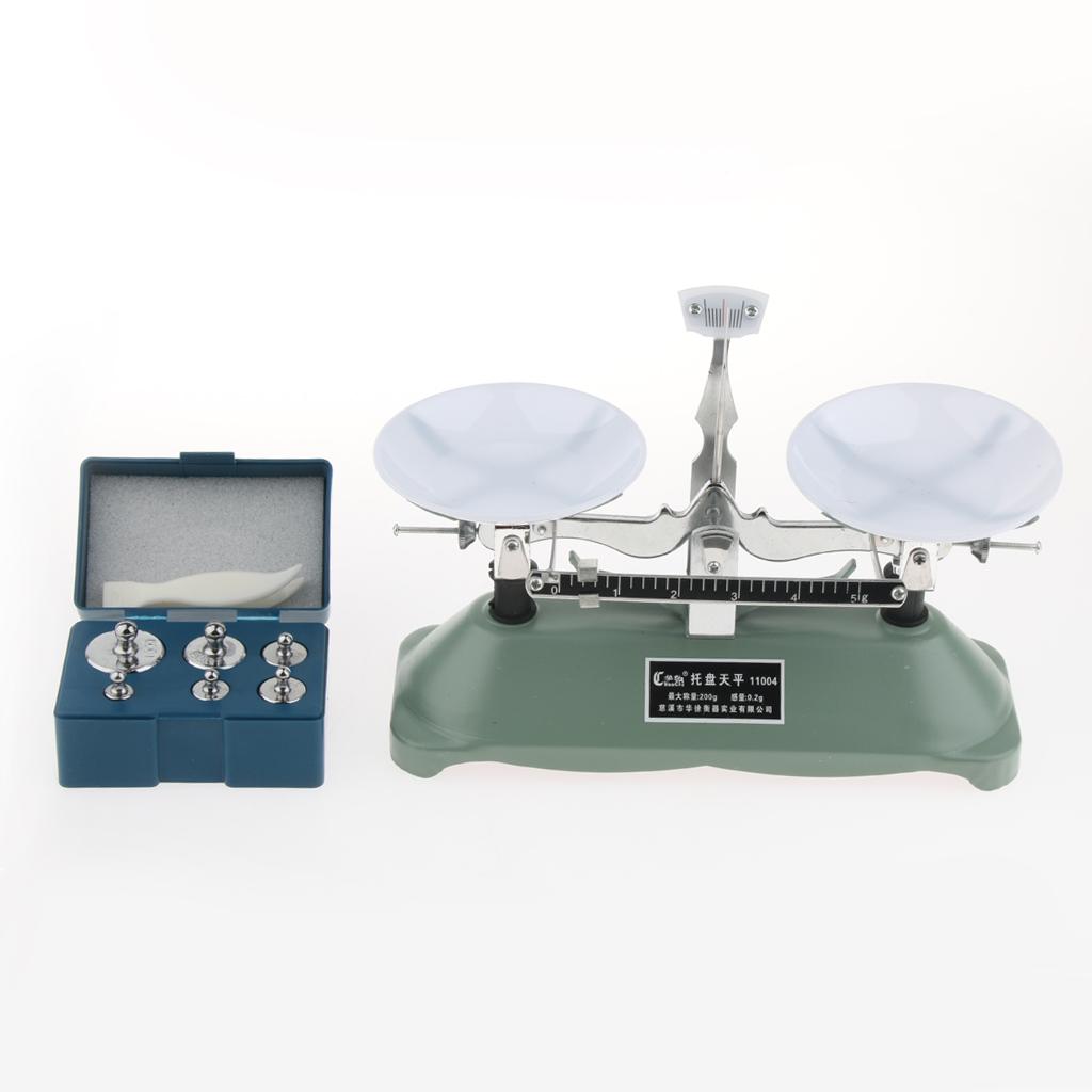200 Gram Table Balance Scale with 6 Weights Physics Science Toy Lab Supplies