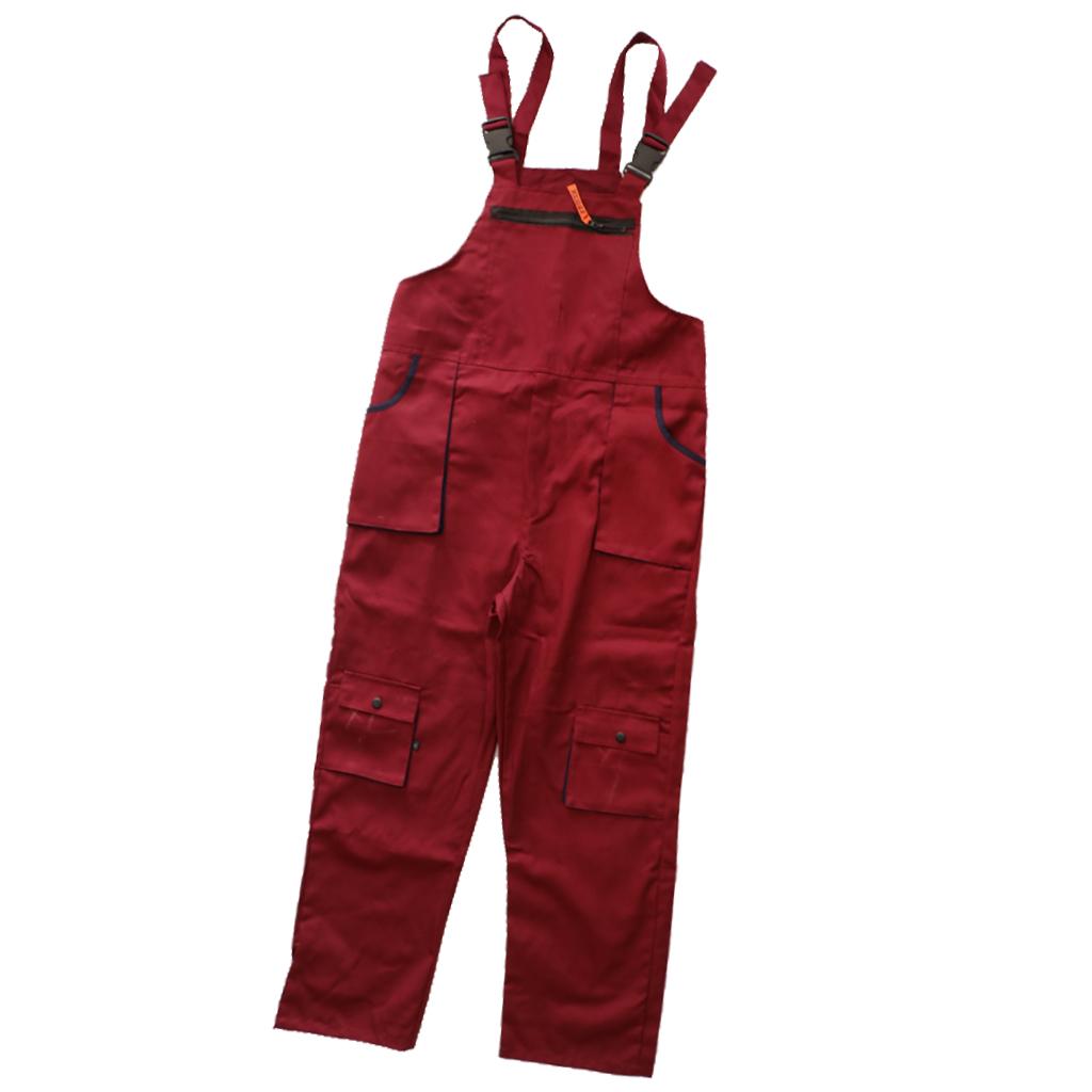 Unisex Workwear Coverall Work Bib Overall Uniform Pants Tousers XXL Red
