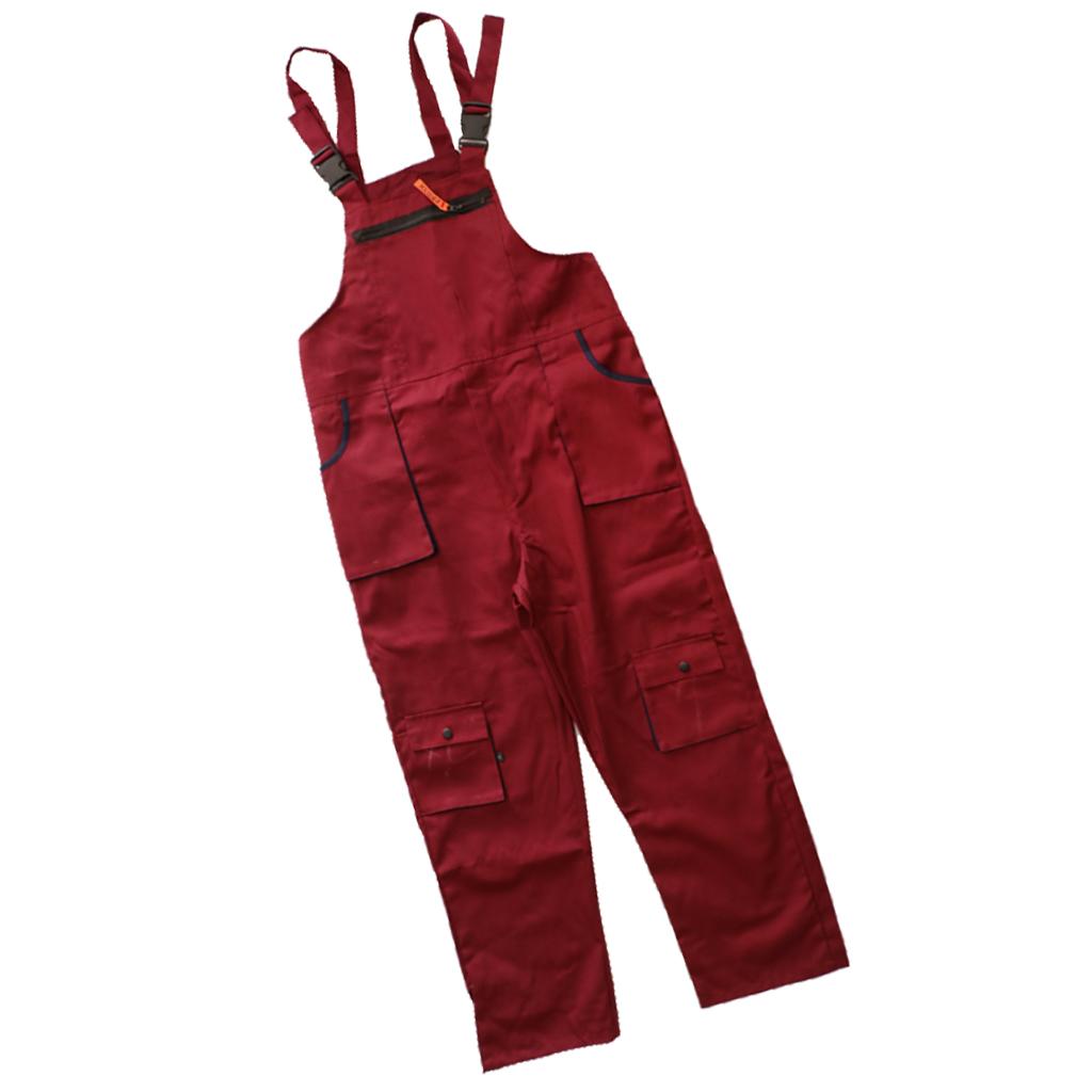 Unisex Workwear Coverall Work Bib Overall Uniform Pants Tousers XXL Red