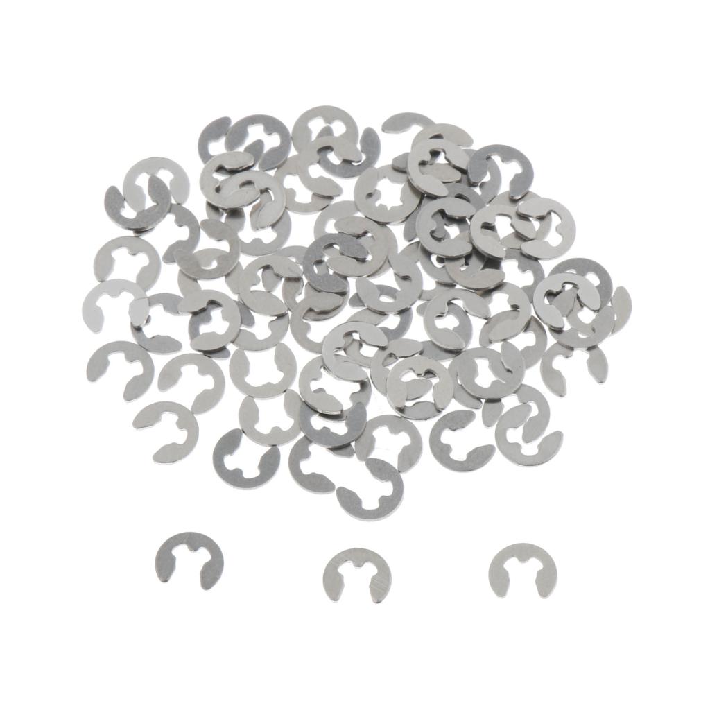 100PCS Stainless Steel E Clips Radially Assembled Retaining External Ring M2