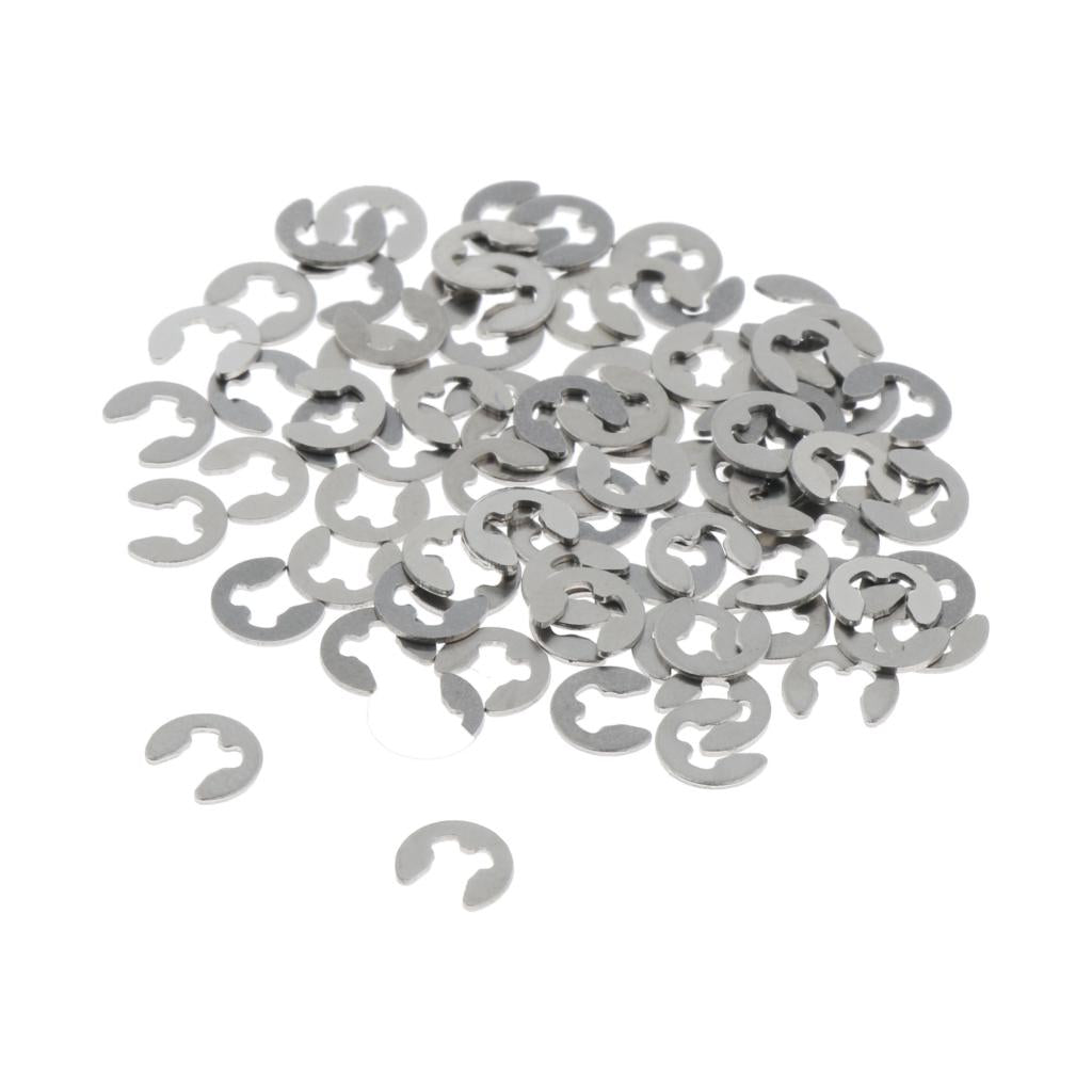 100PCS Stainless Steel E Clips Radially Assembled Retaining External Ring M2