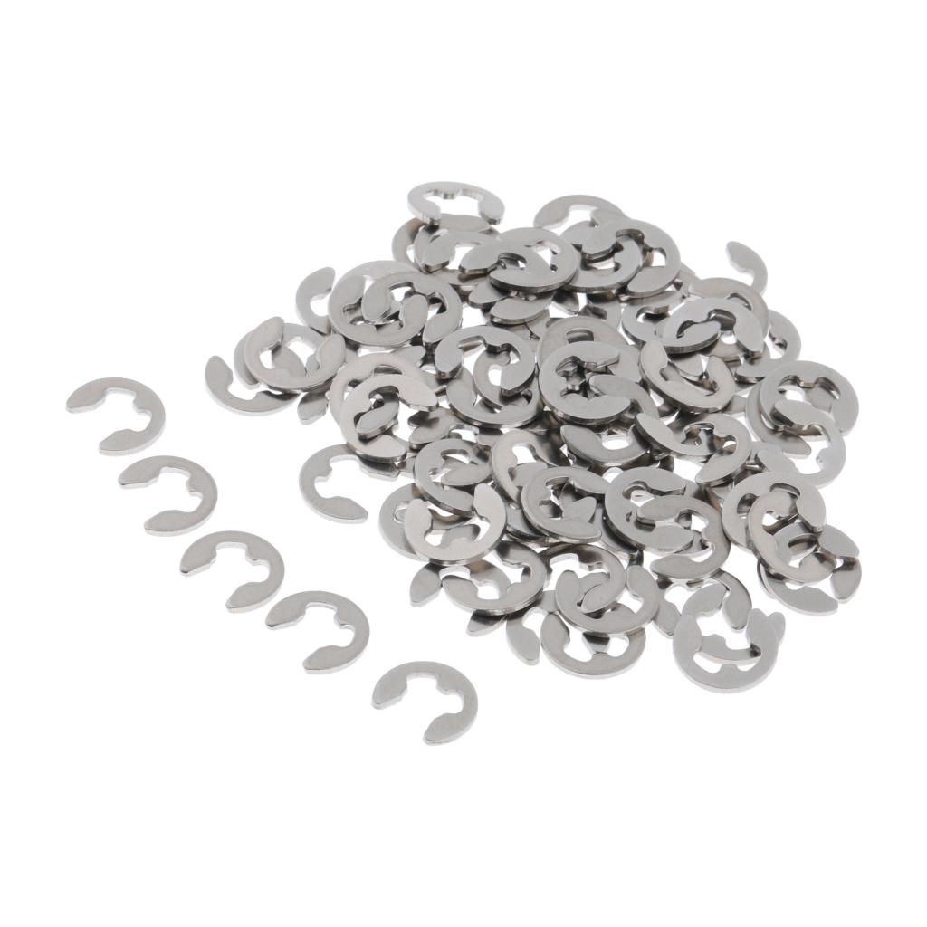 100PCS Stainless Steel E Clips Radially Assembled Retaining External Ring M4