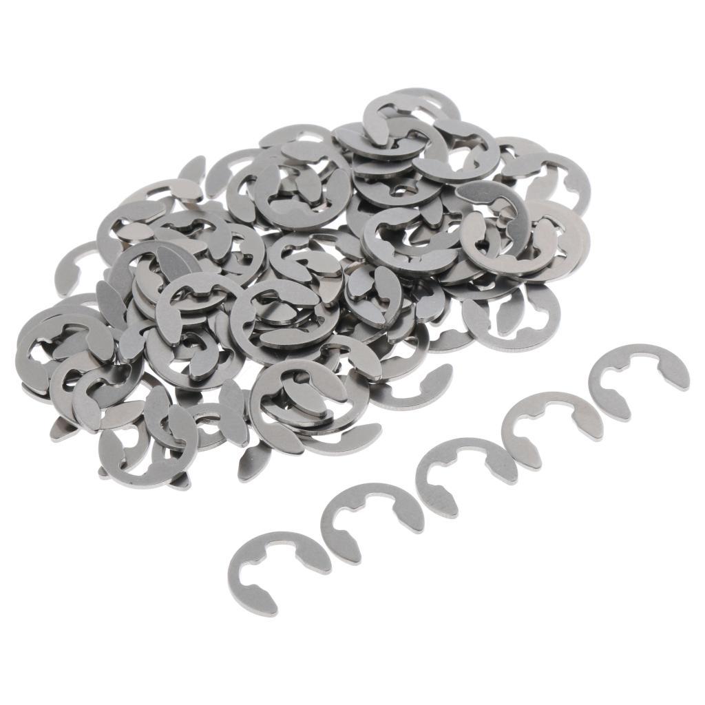 100PCS Stainless Steel E Clips Radially Assembled Retaining External Ring M6