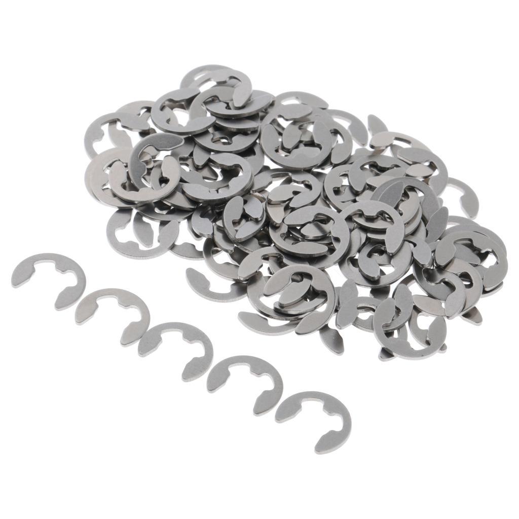 100PCS Stainless Steel E Clips Radially Assembled Retaining External Ring M6