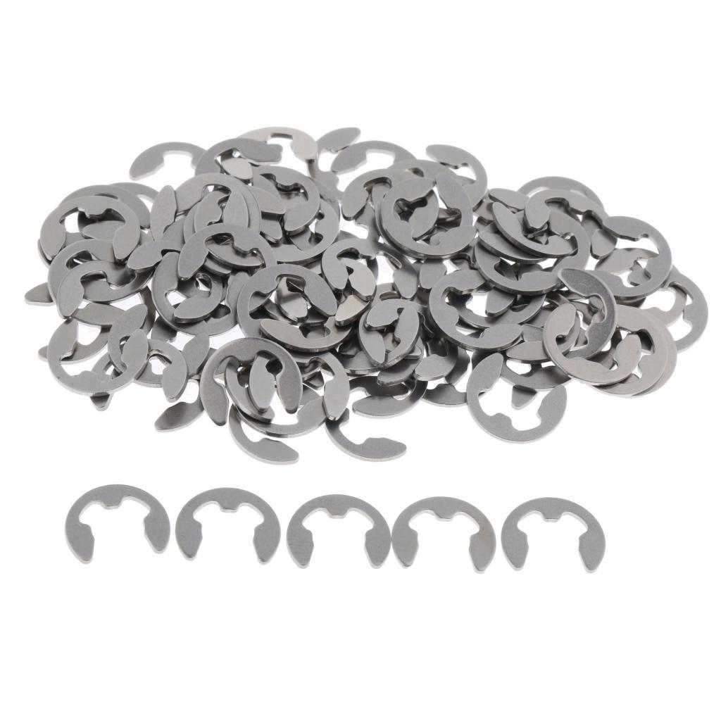 100PCS Stainless Steel E Clips Radially Assembled Retaining External Ring M6