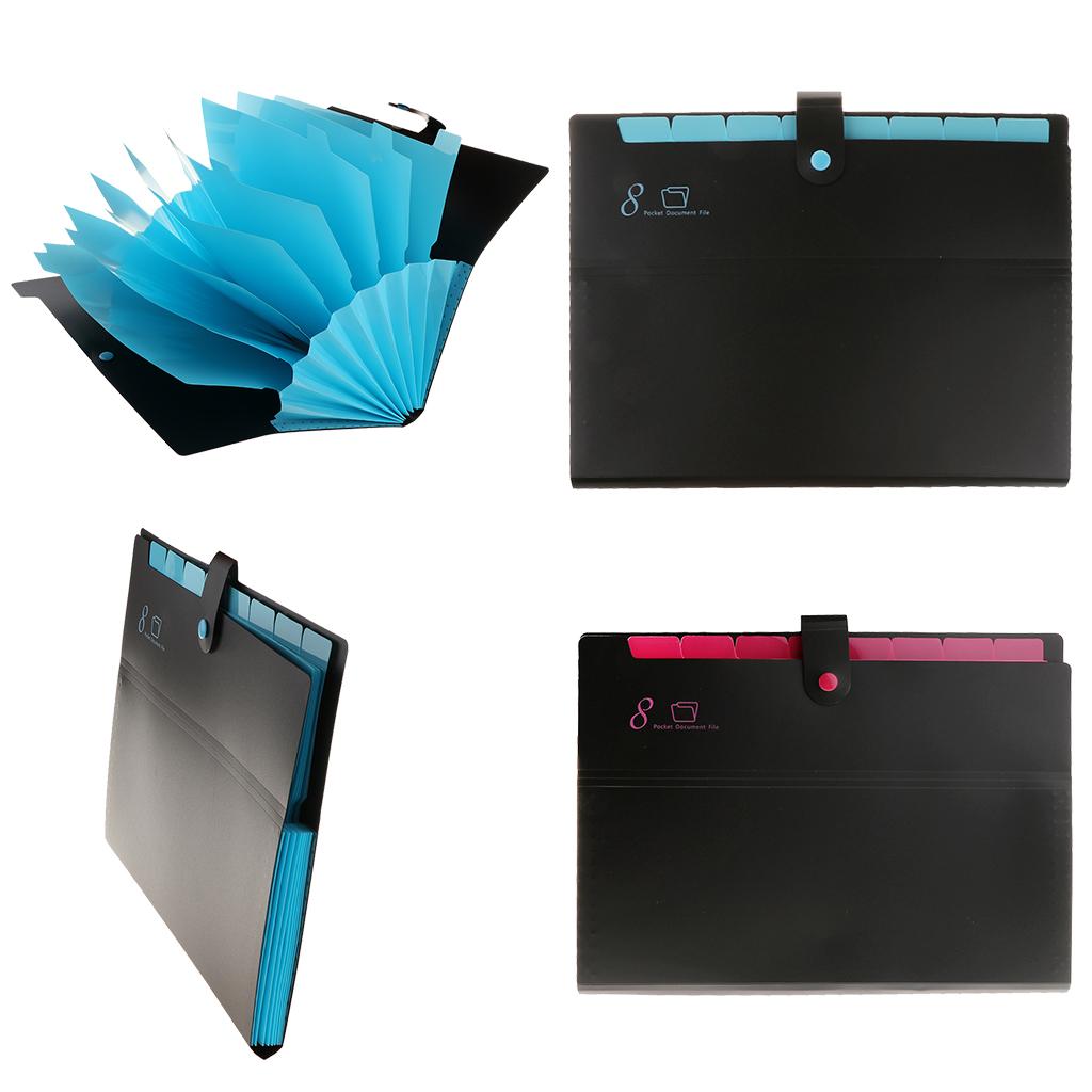 8 Pockets Expanding File Folder A4 Documents Paper Foolscap  Black and Red