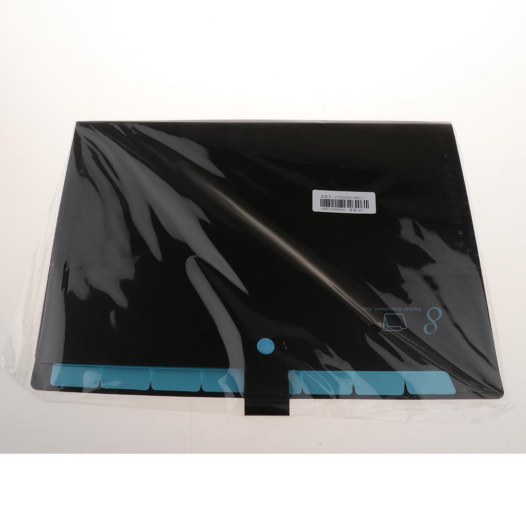 8 Pockets Expanding File Folder A4 Documents Paper Foolscap  Black and Blue