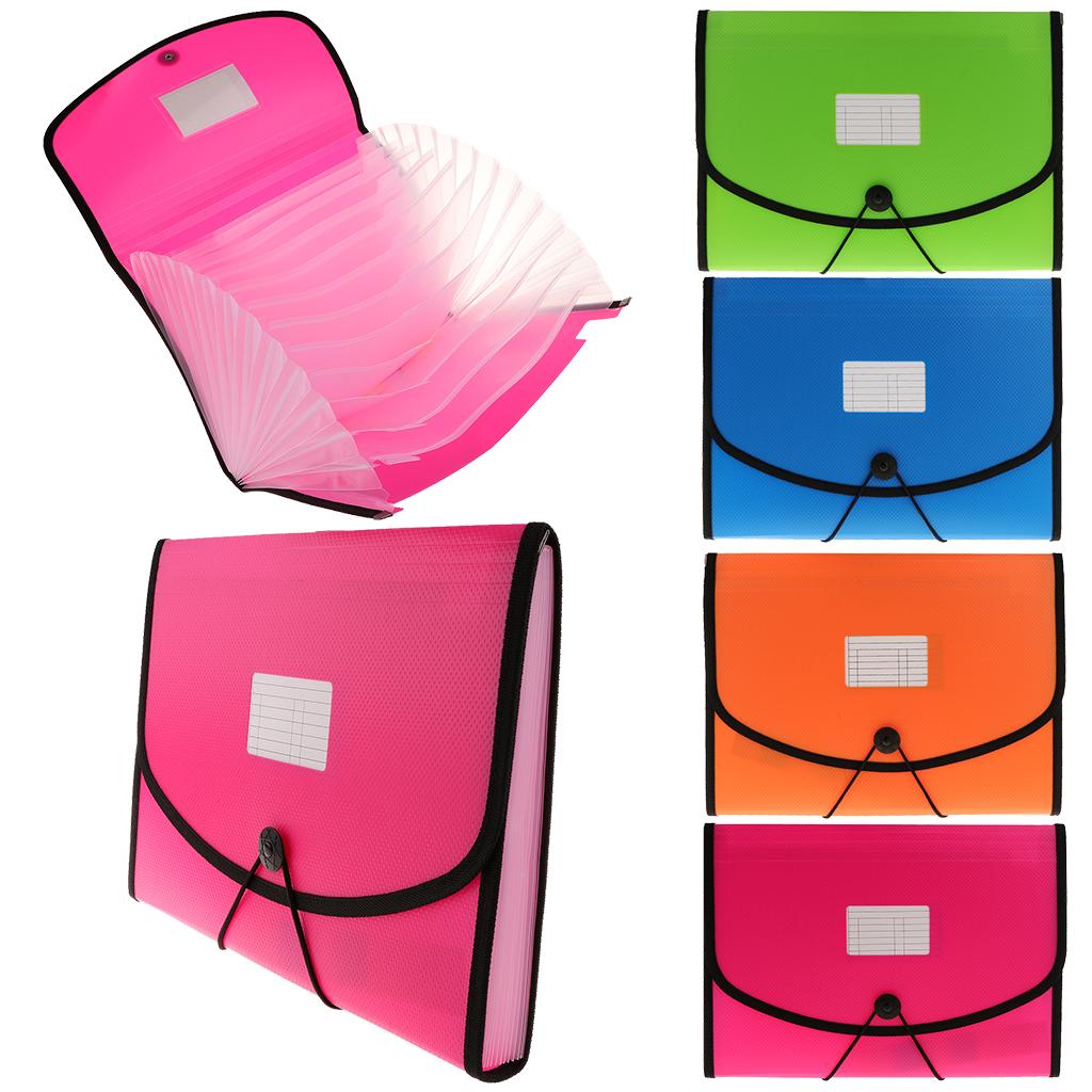 13 Pocket Accordion Expanding File Folder Document Organizer Bag Green