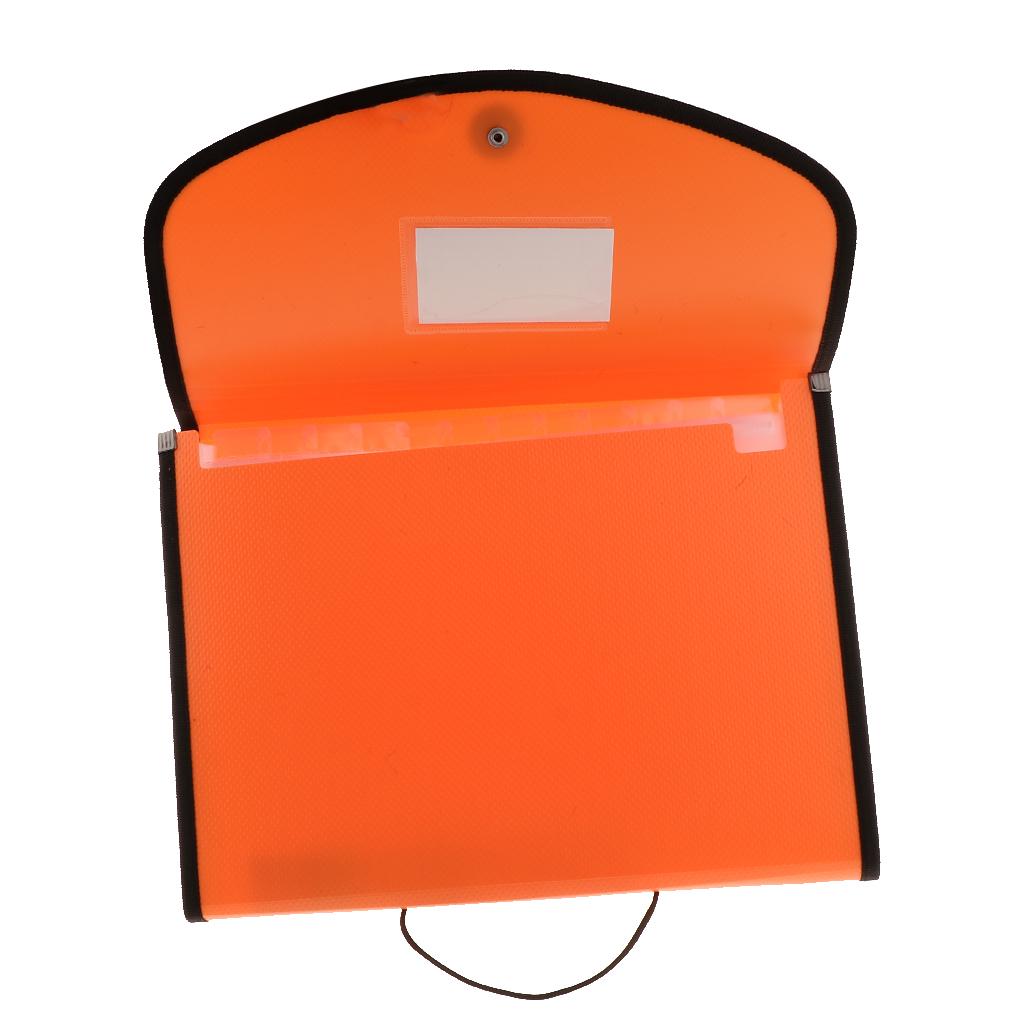 13 Pocket Accordion Expanding File Folder Document Organizer Bag Orange