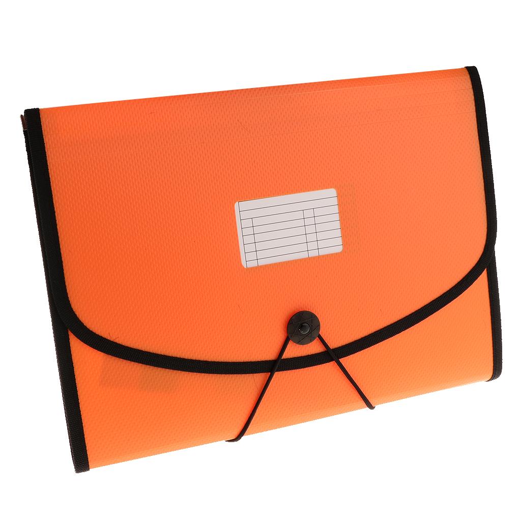 13 Pocket Accordion Expanding File Folder Document Organizer Bag Orange